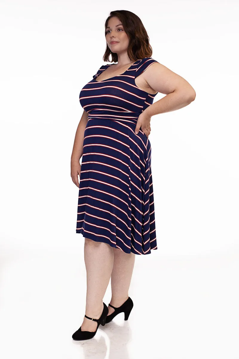 3971 Amelia Dress in Navy Stripes - XS only