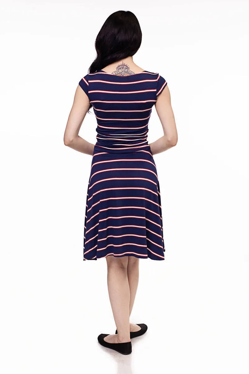 3971 Amelia Dress in Navy Stripes - XS only