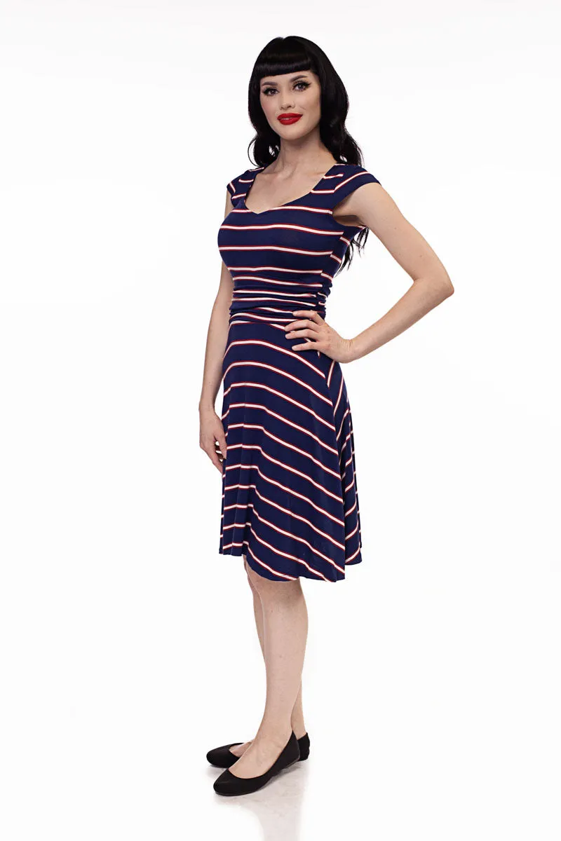 3971 Amelia Dress in Navy Stripes - XS only