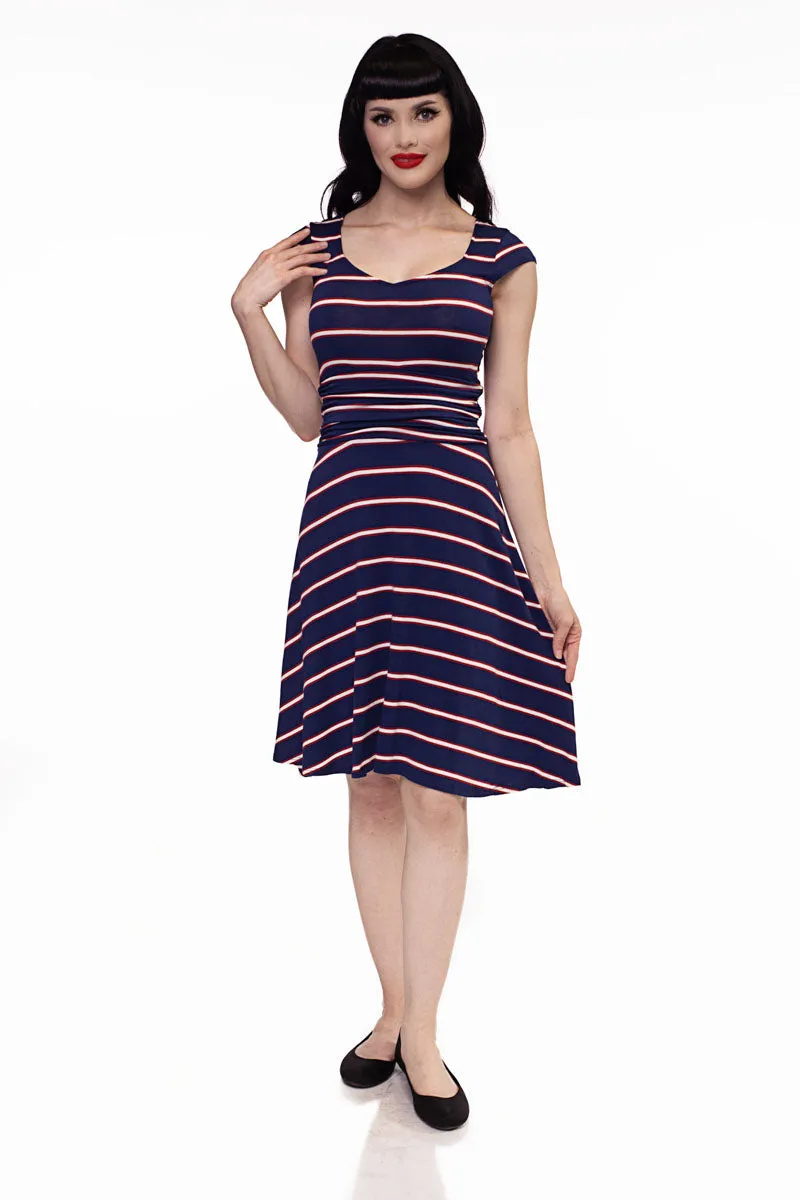 3971 Amelia Dress in Navy Stripes - XS only