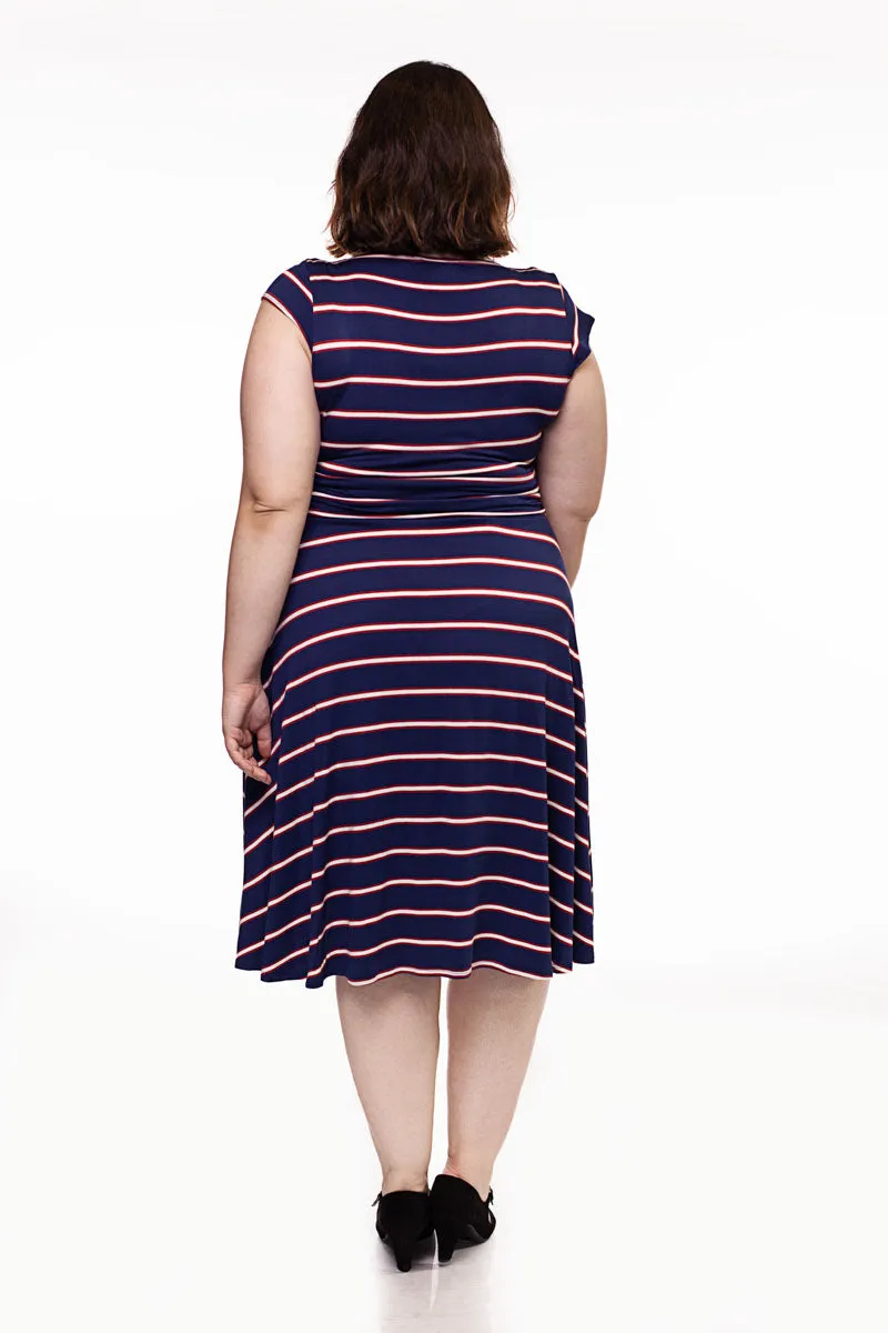 3971 Amelia Dress in Navy Stripes - XS only
