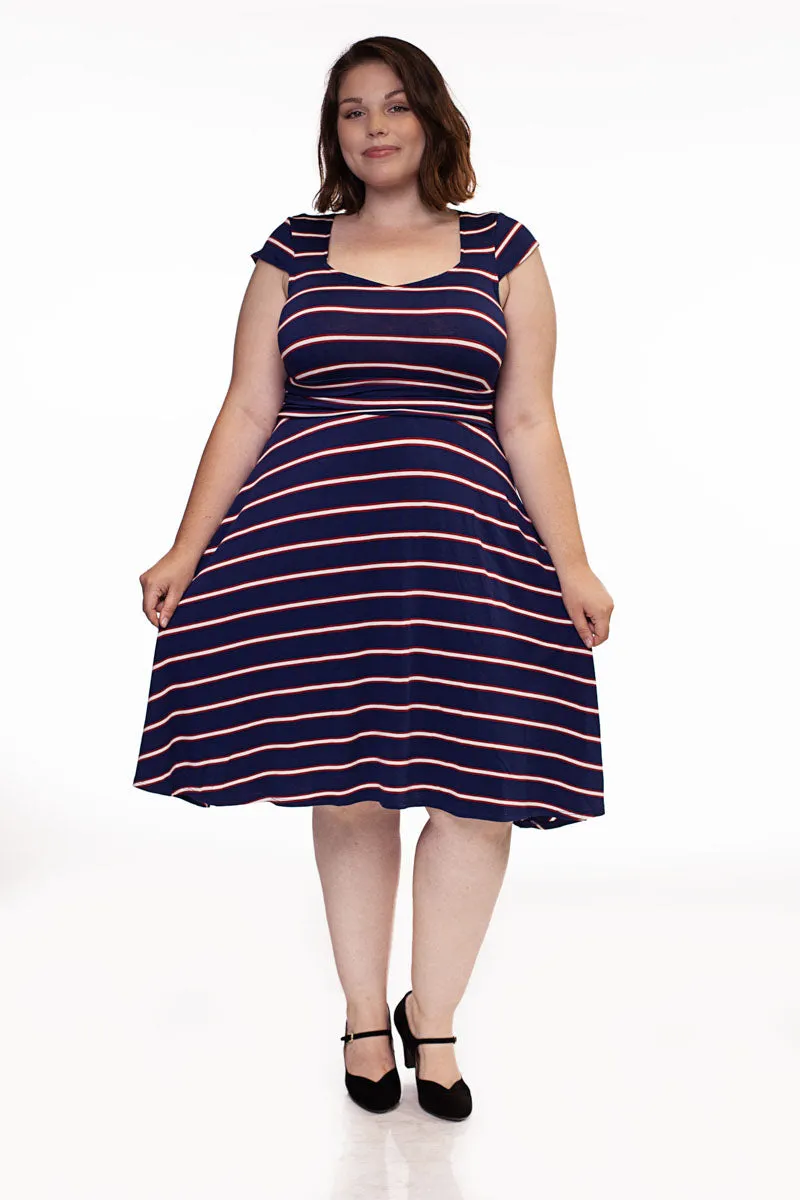 3971 Amelia Dress in Navy Stripes - XS only