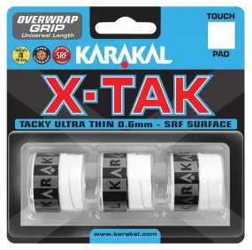 3x Karakal XTAK Overgrip 0.6mm For Tennis Badminton Squash Racketball White