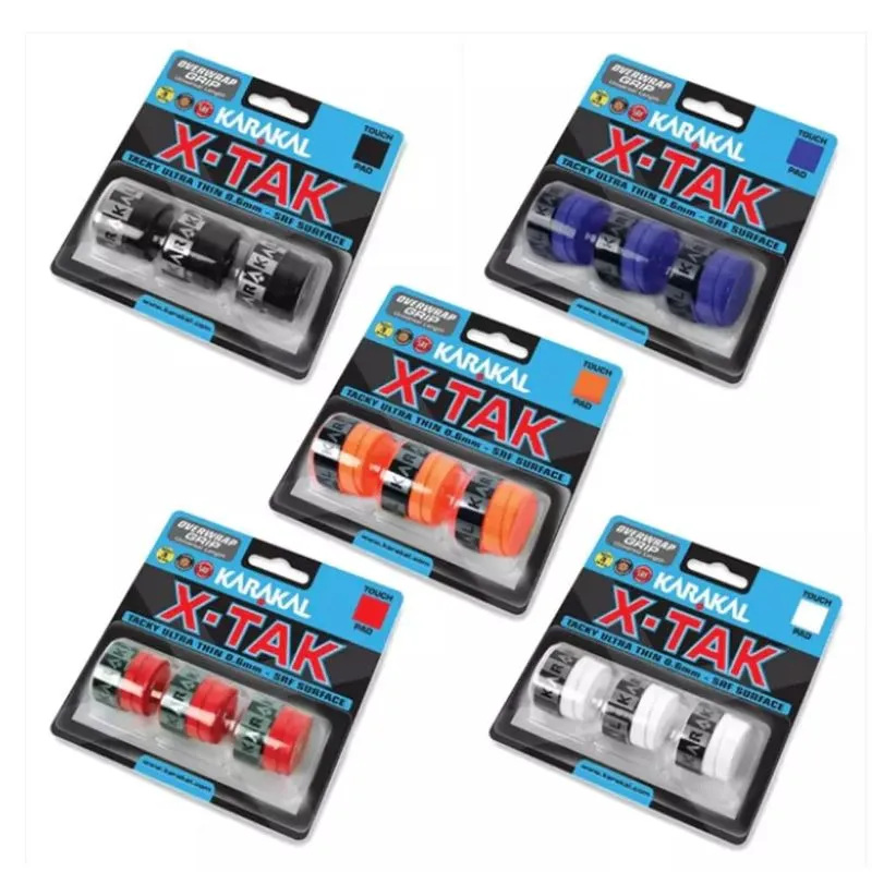 3x Karakal XTAK Overgrip 0.6mm For Tennis Badminton Squash Racketball White