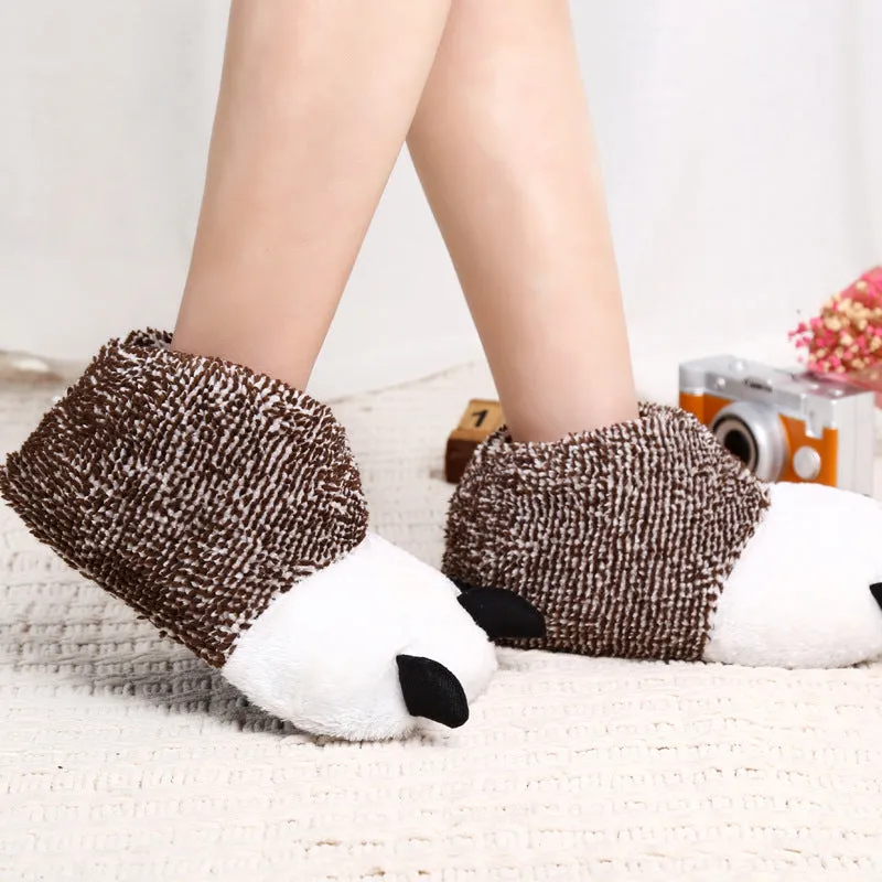 Animal Slippers Autumn And Winter Super Soft Paw Cute Bear Paw Plush