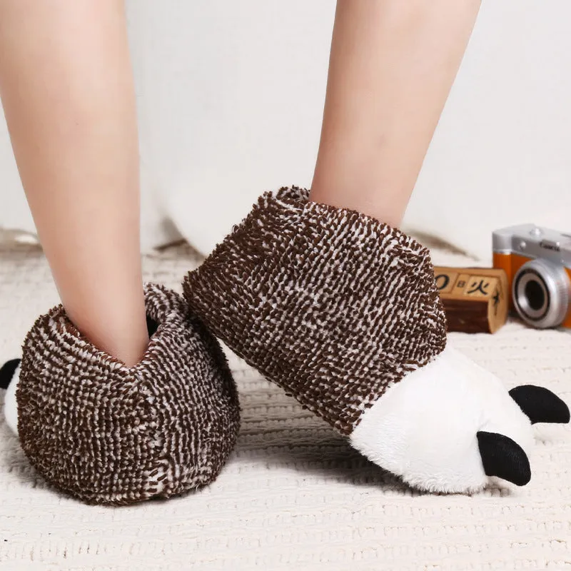 Animal Slippers Autumn And Winter Super Soft Paw Cute Bear Paw Plush