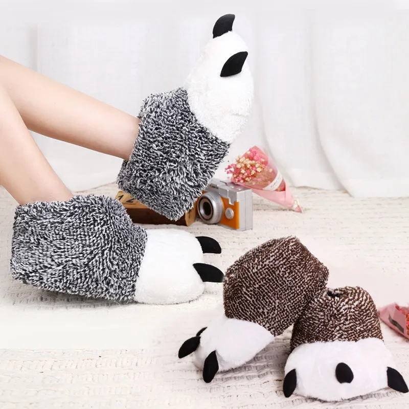 Animal Slippers Autumn And Winter Super Soft Paw Cute Bear Paw Plush