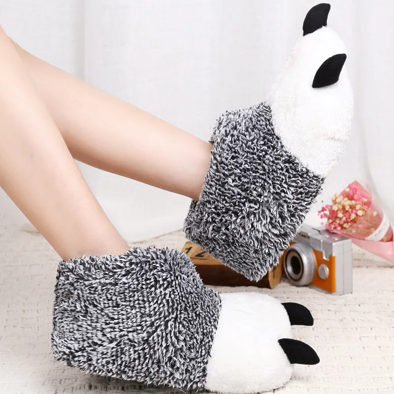 Animal Slippers Autumn And Winter Super Soft Paw Cute Bear Paw Plush