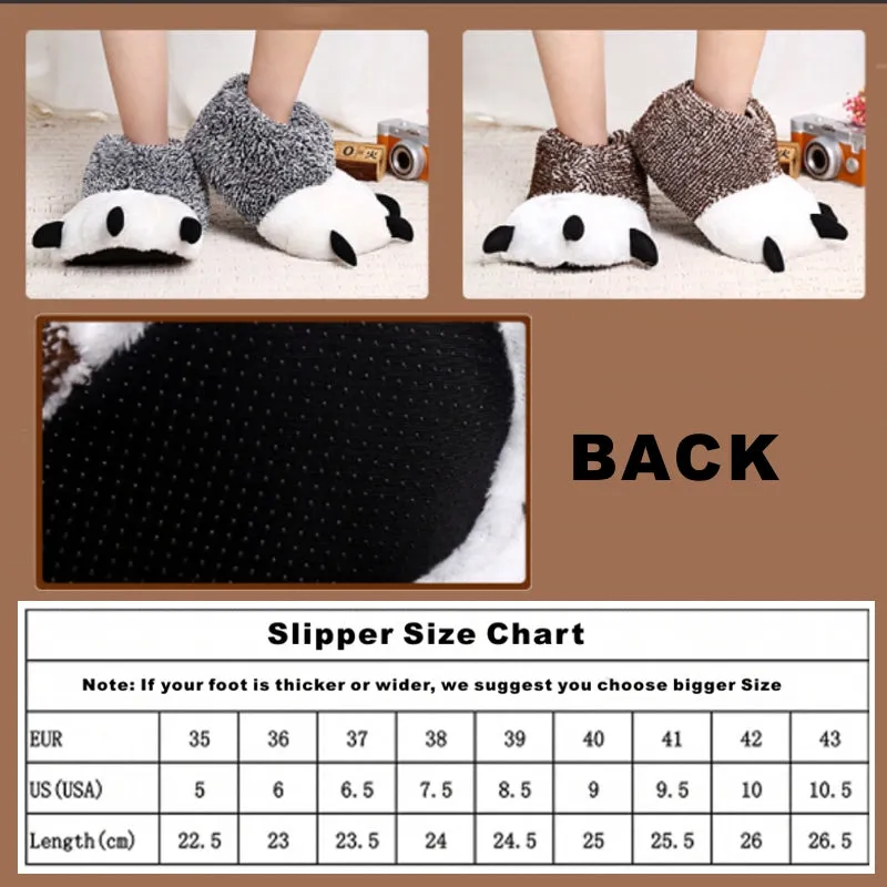 Animal Slippers Autumn And Winter Super Soft Paw Cute Bear Paw Plush