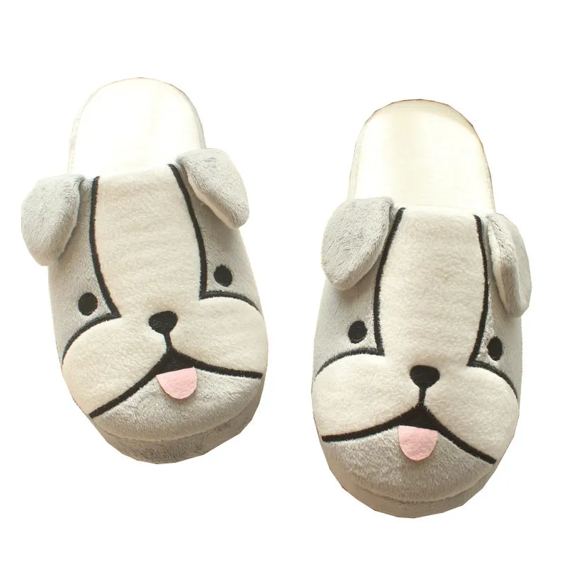 Animal Slippers Cotton Slippers Indoor Floor Cute Dog Cartoon Slippers UGG Style