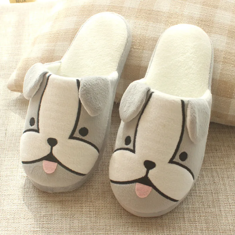 Animal Slippers Cotton Slippers Indoor Floor Cute Dog Cartoon Slippers UGG Style