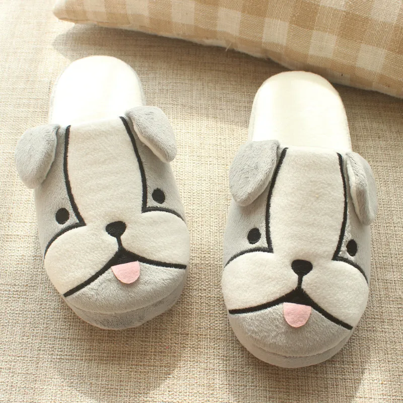 Animal Slippers Cotton Slippers Indoor Floor Cute Dog Cartoon Slippers UGG Style
