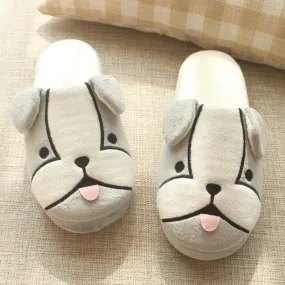 Animal Slippers Cotton Slippers Indoor Floor Cute Dog Cartoon Slippers UGG Style