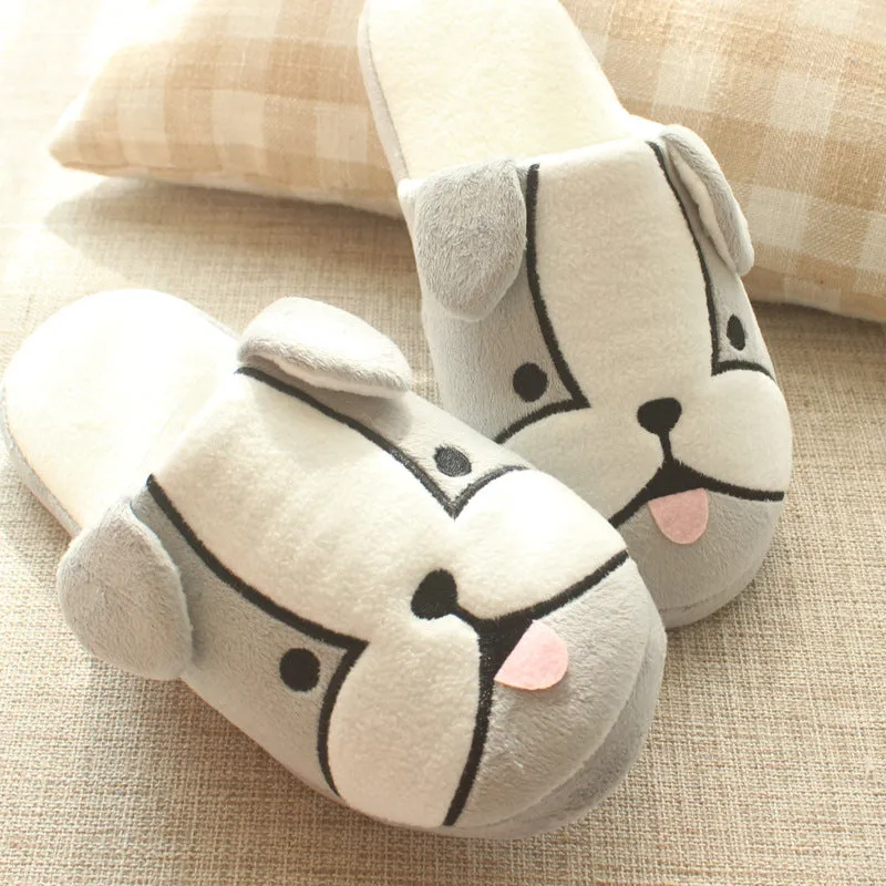 Animal Slippers Cotton Slippers Indoor Floor Cute Dog Cartoon Slippers UGG Style