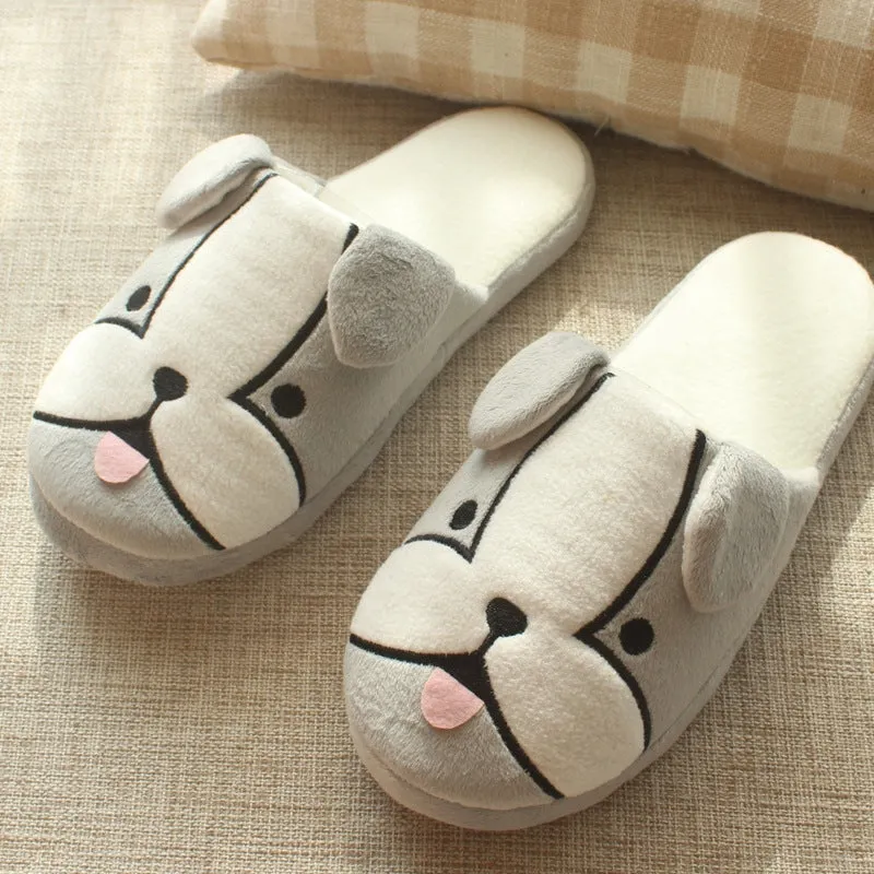 Animal Slippers Cotton Slippers Indoor Floor Cute Dog Cartoon Slippers UGG Style