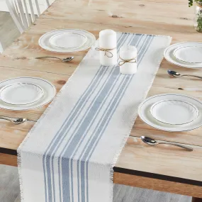 Antique White Stripe Blue Indoor/Outdoor Table Runner 12x48 VHC Brands
