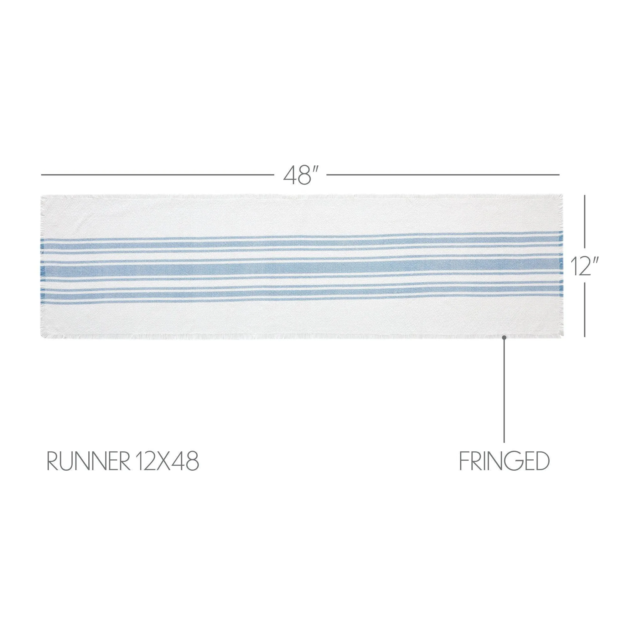 Antique White Stripe Blue Indoor/Outdoor Table Runner 12x48 VHC Brands
