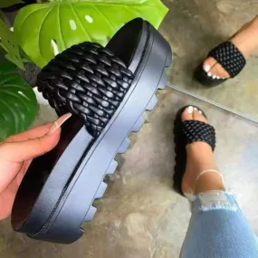 Asha Faux Leather Open Toe Platform Sandals