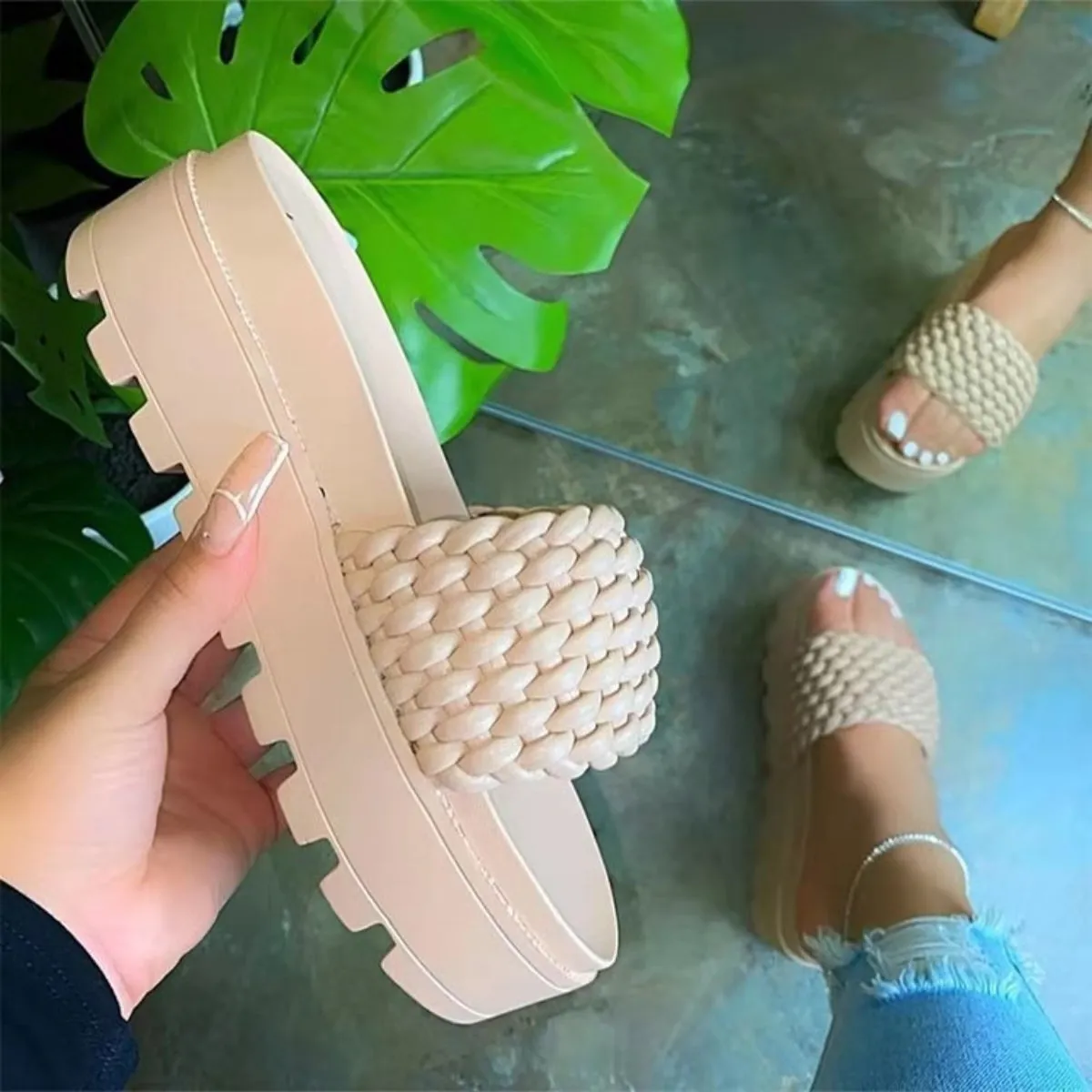 Asha Faux Leather Open Toe Platform Sandals