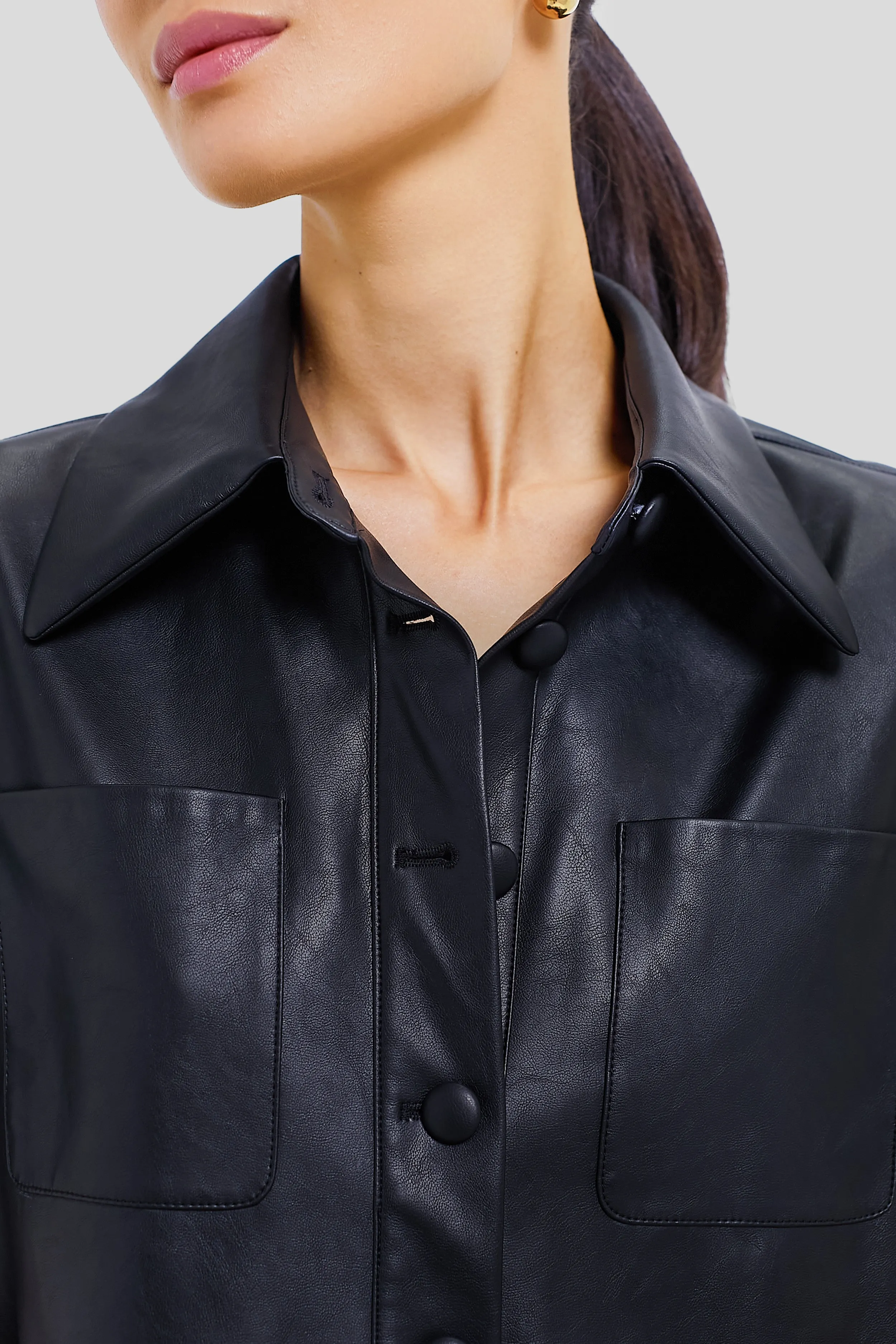 Black Leather Audrina Top