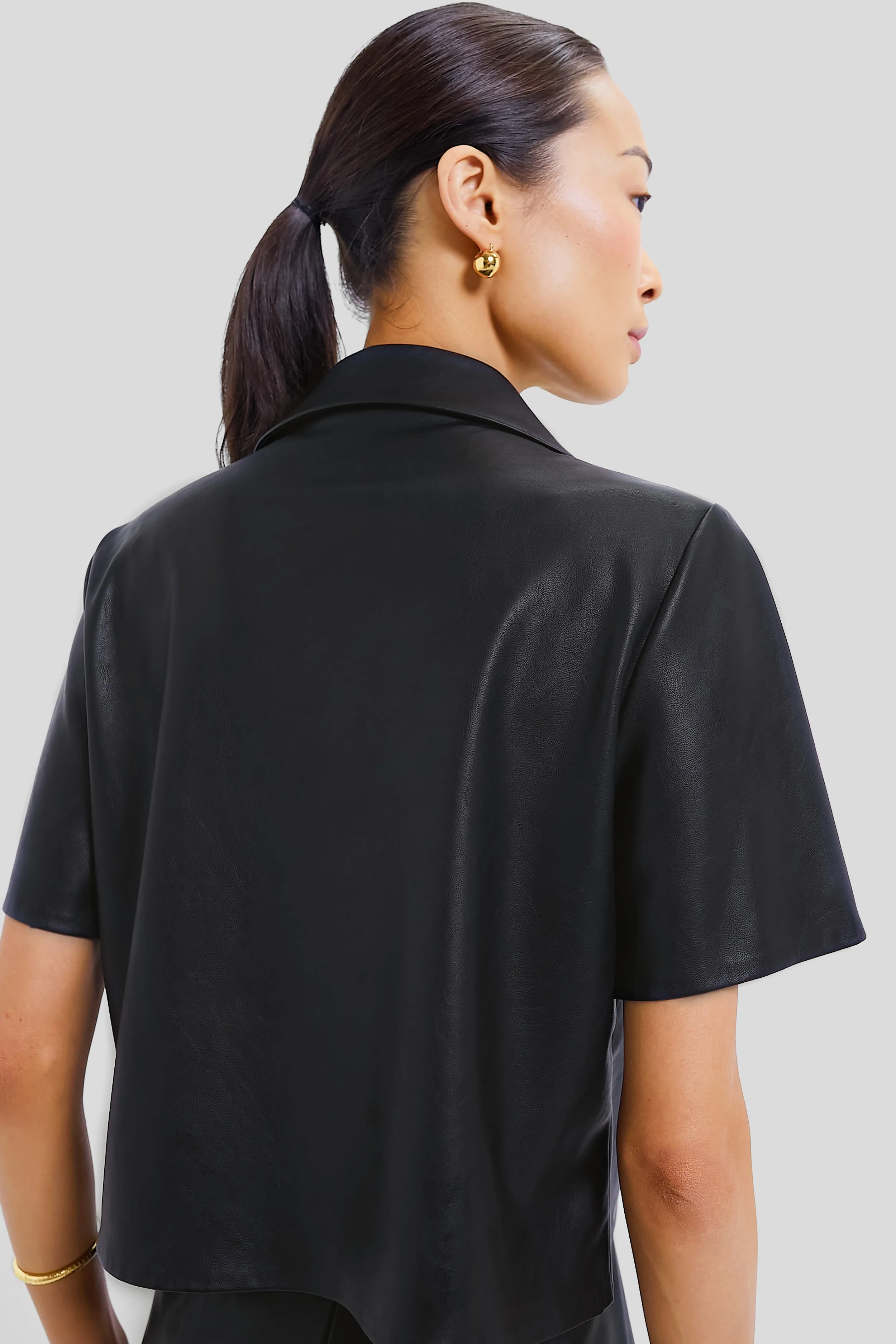 Black Leather Audrina Top