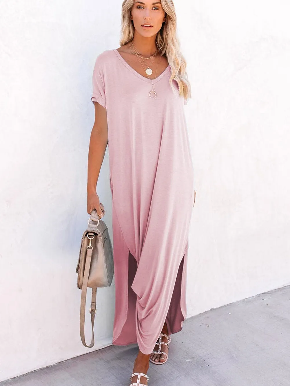 Black V-Neck Skull Dress