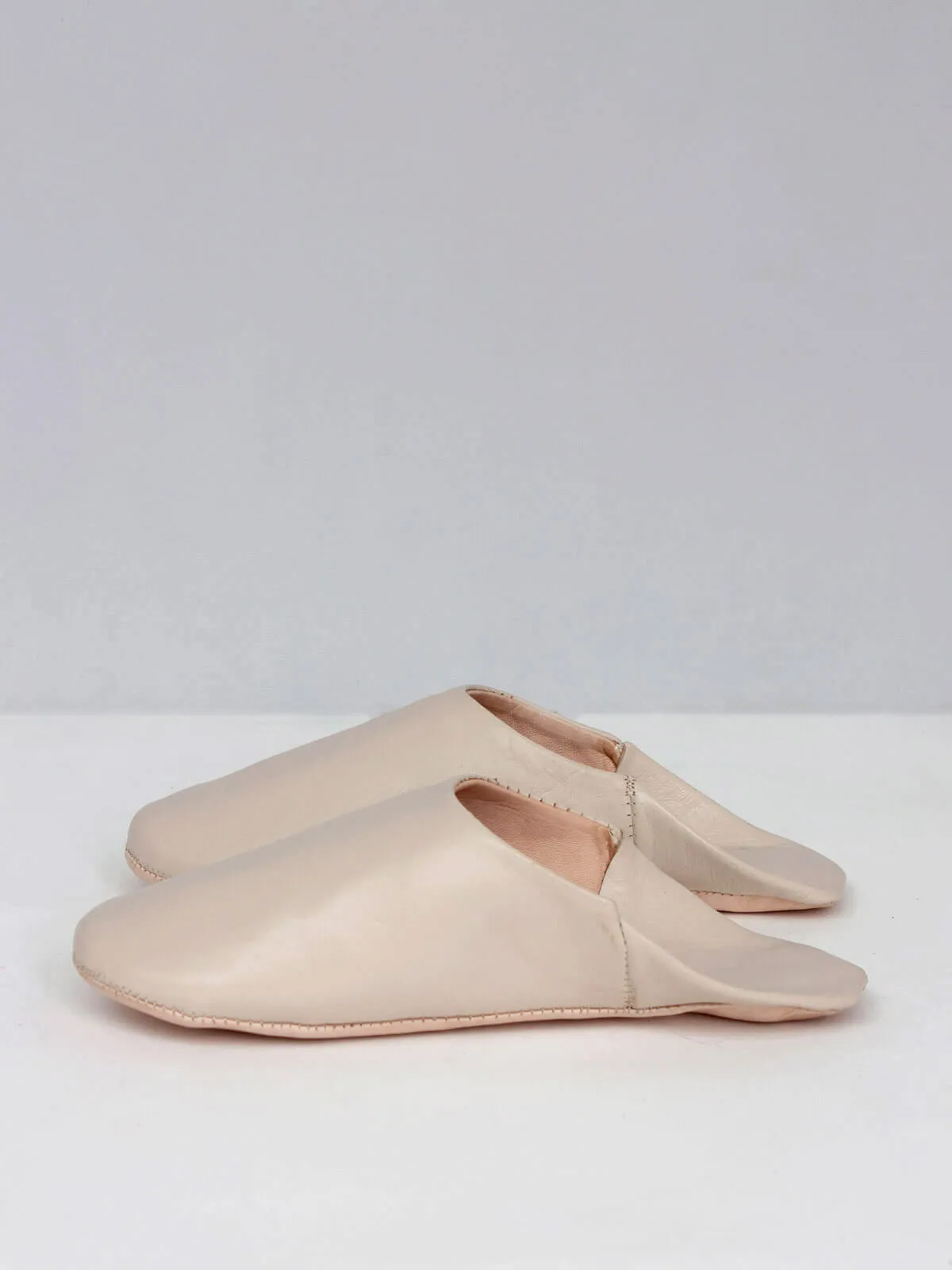 Bohemia Leather Babouche Slippers, Chalk