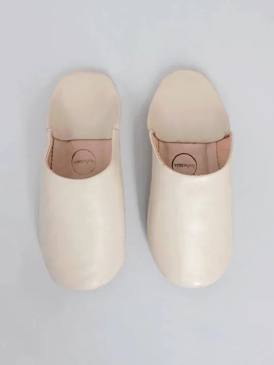 Bohemia Leather Babouche Slippers, Chalk