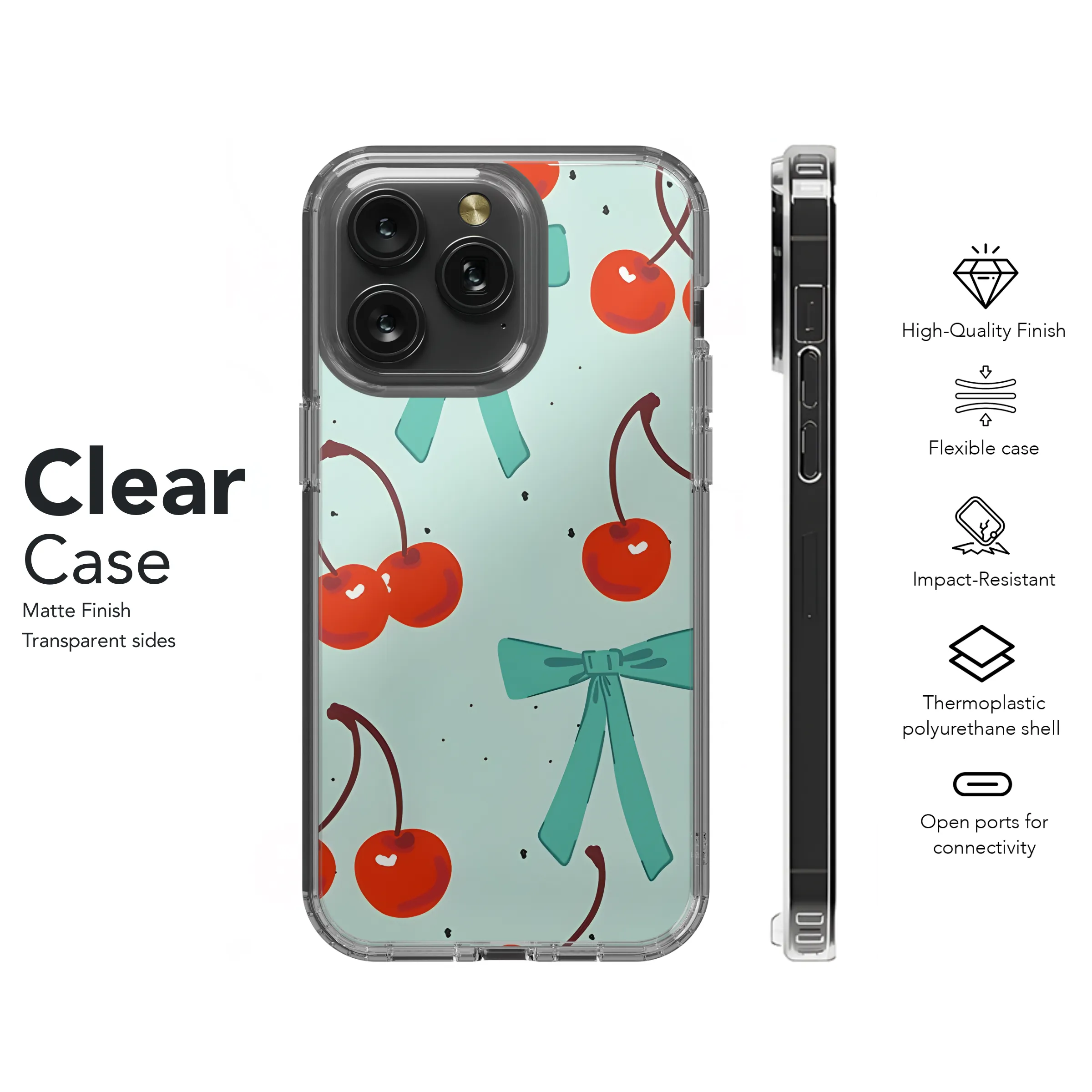 Cherry Ribbon Bow Vintage Phone Case iPhone Samsung Cover Pixel 3944