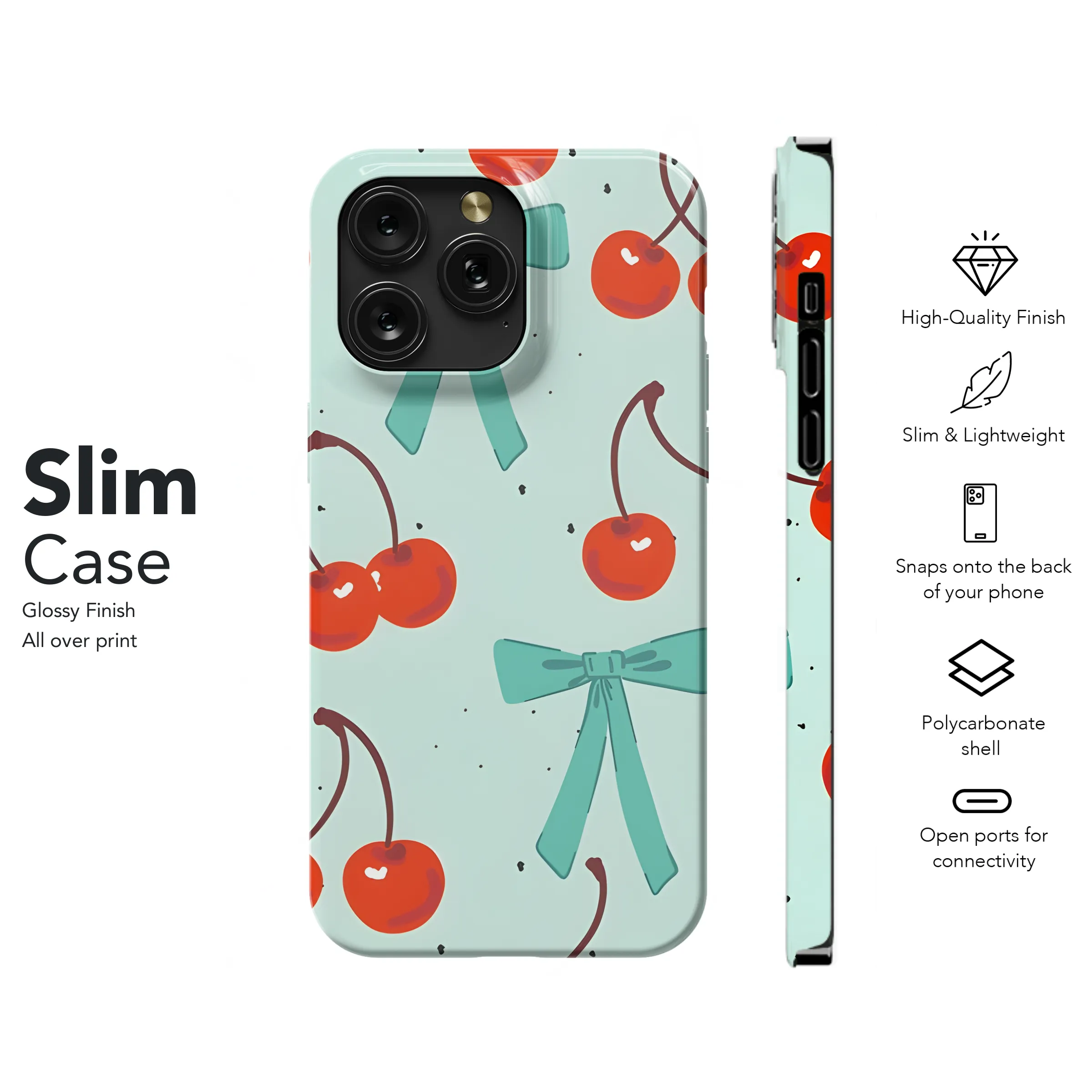 Cherry Ribbon Bow Vintage Phone Case iPhone Samsung Cover Pixel 3944