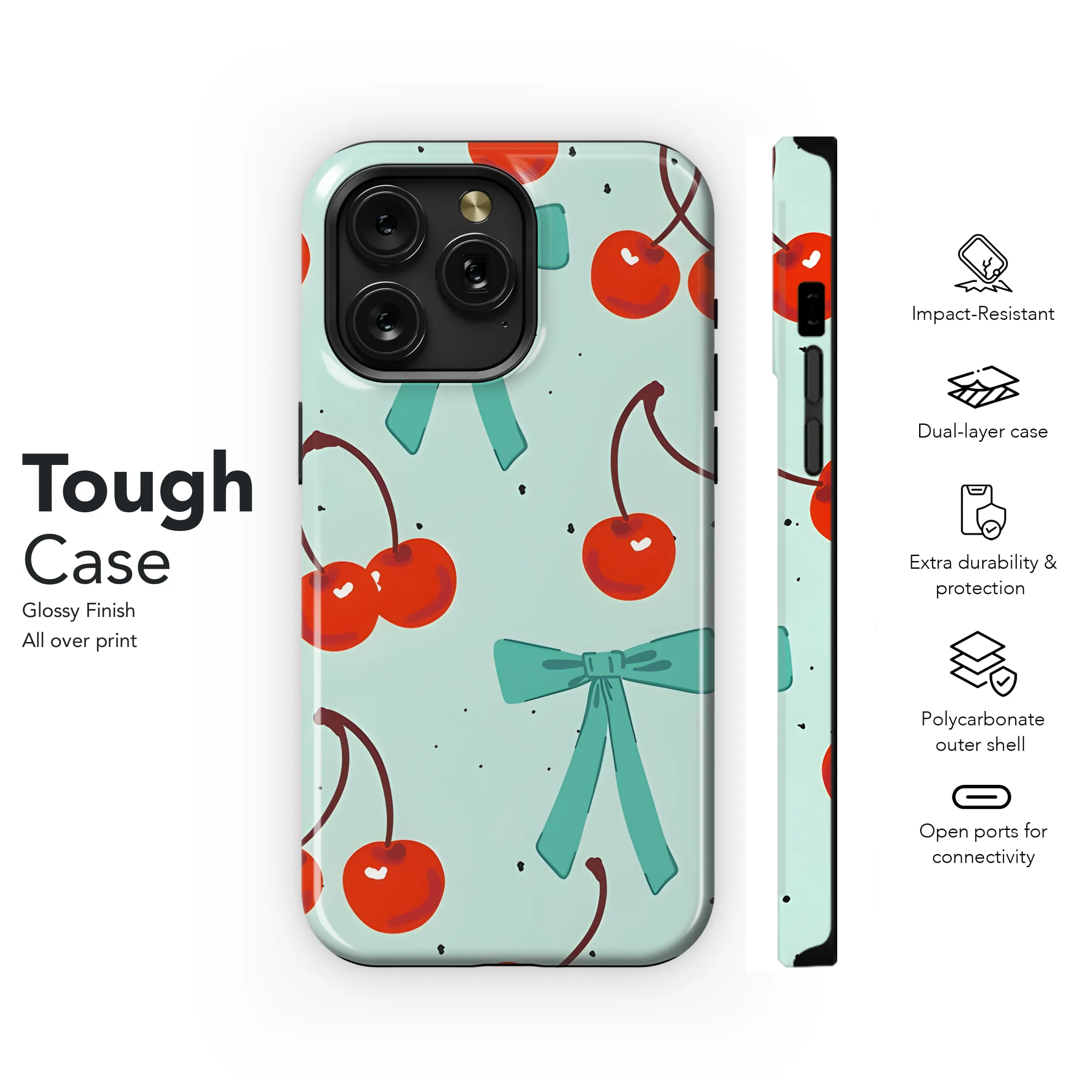 Cherry Ribbon Bow Vintage Phone Case iPhone Samsung Cover Pixel 3944