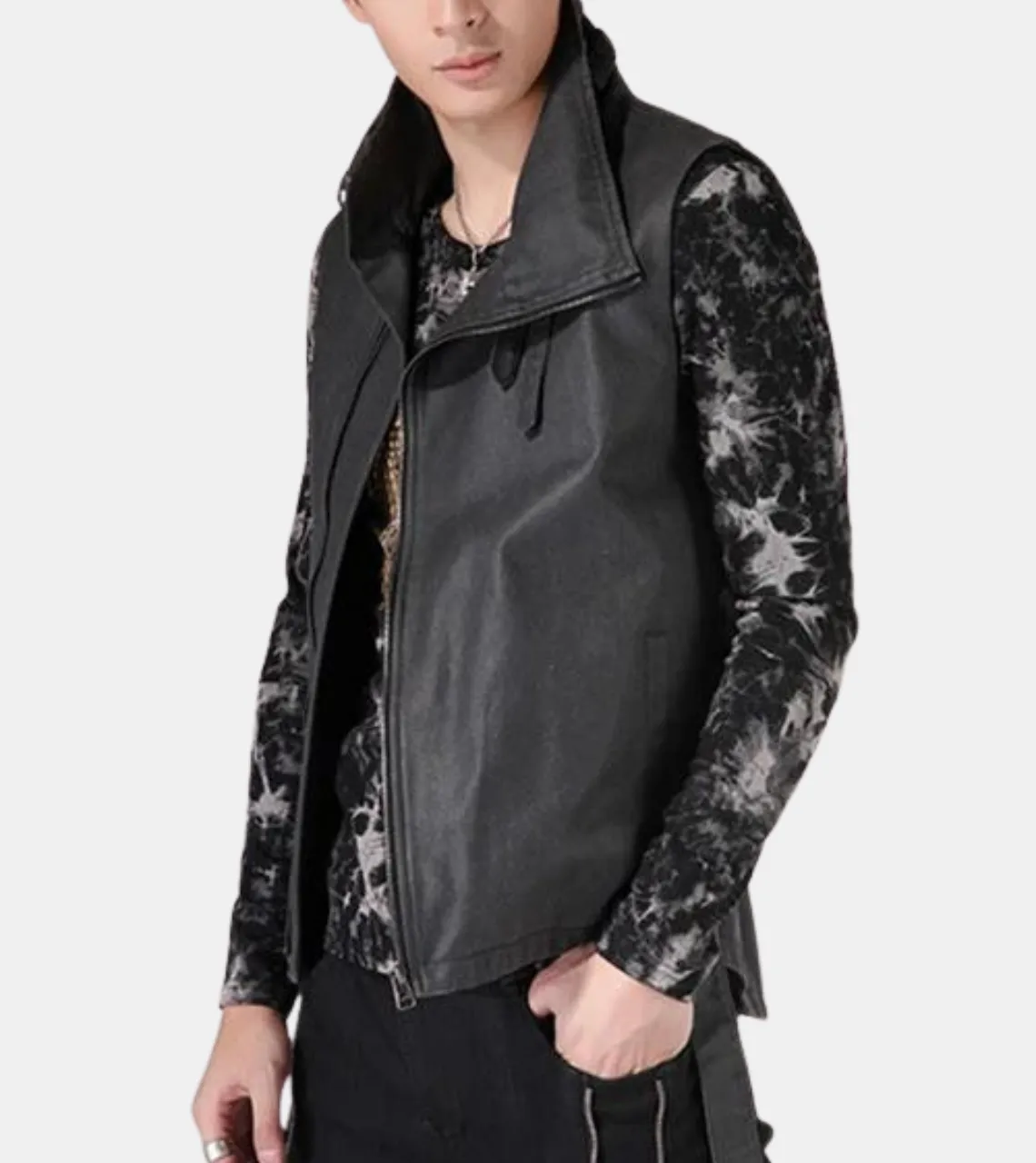Cheyenne Men's Black Leather Vest