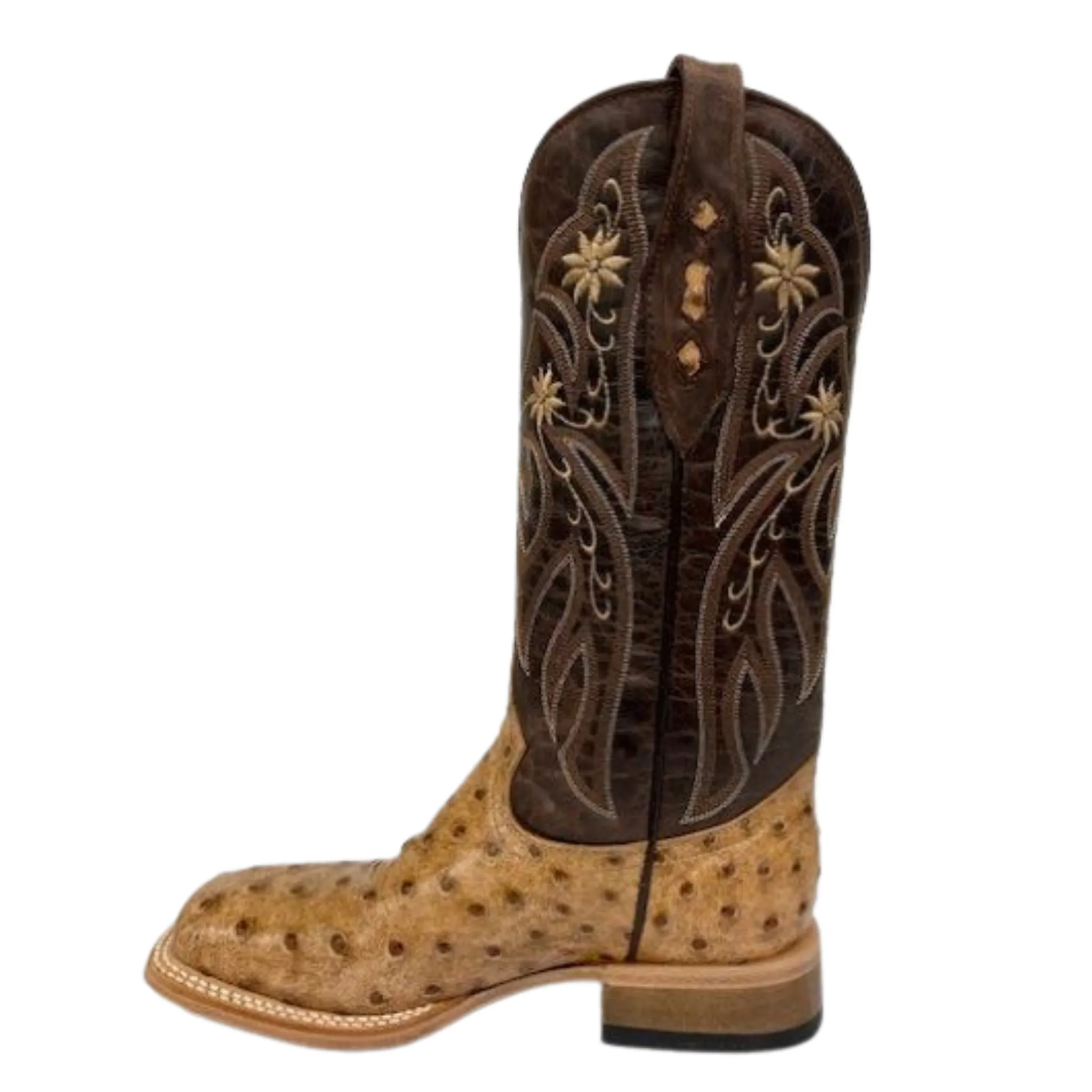 COWTOWN WOMEN'S CAMEL OSTRICH PRINT BOOTS - Q477