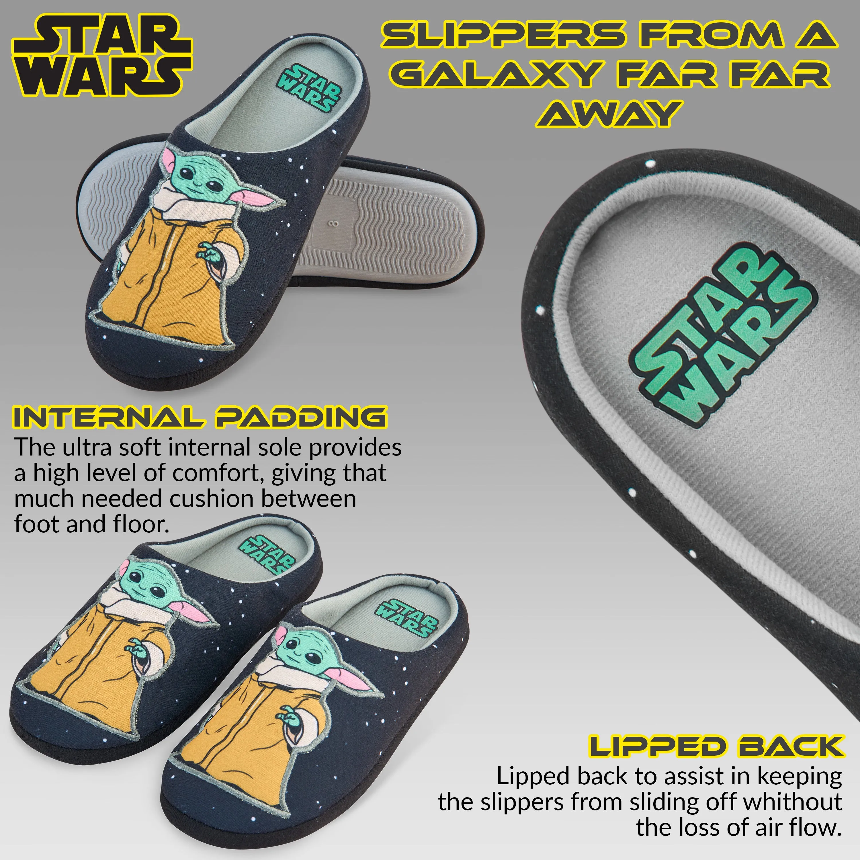 Disney Men's Slippers - Baby Yoda House Shoes
