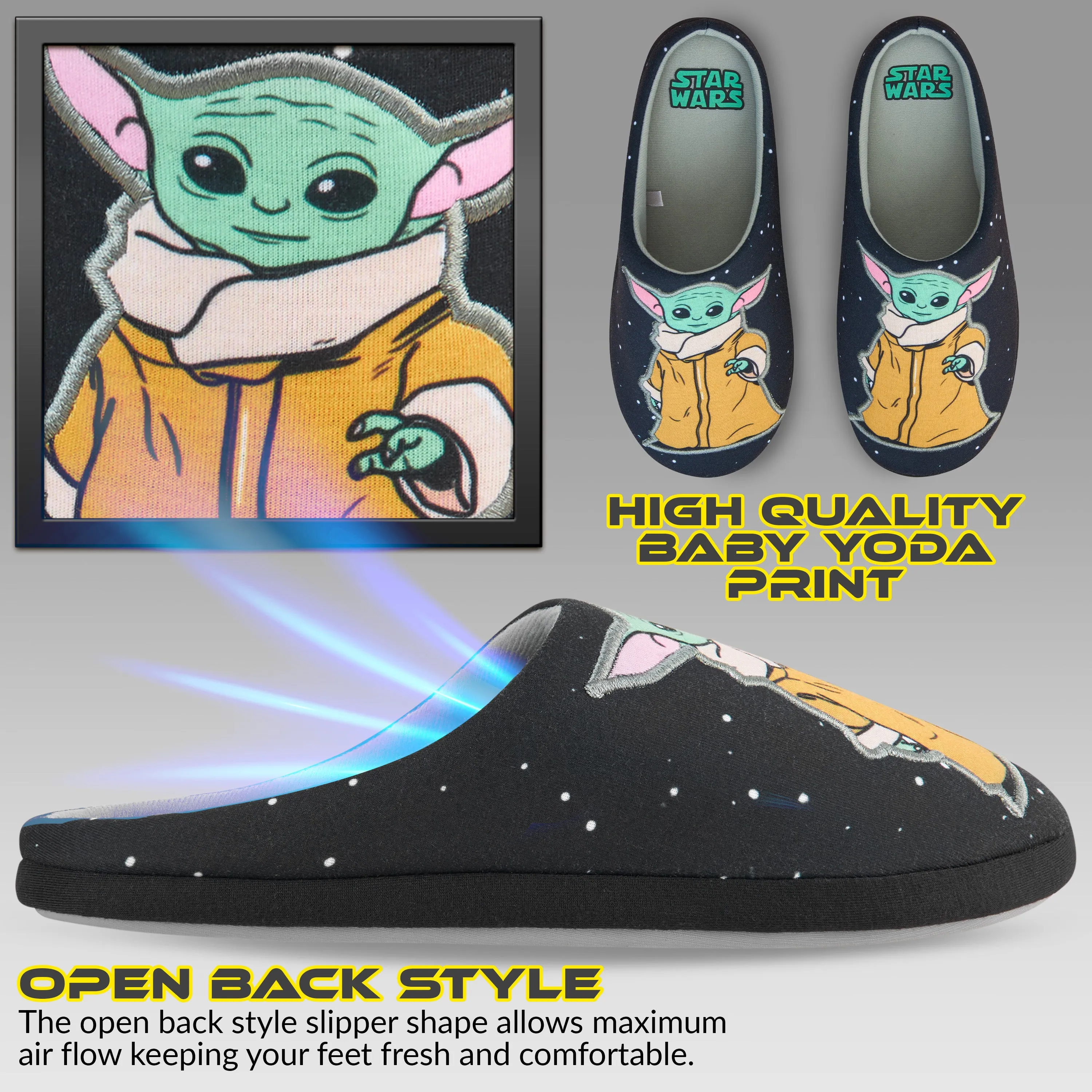 Disney Men's Slippers - Baby Yoda House Shoes