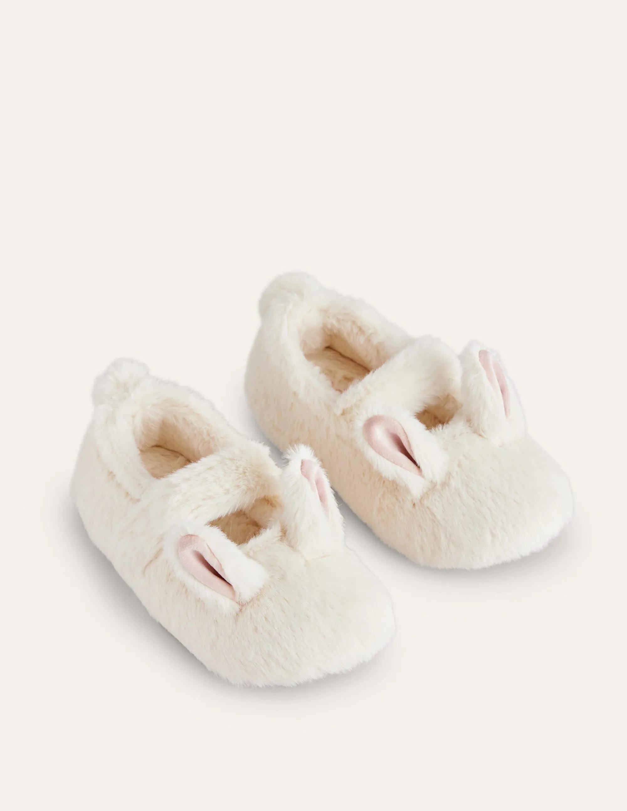 Fluffy Bunny Slippers-Ivory