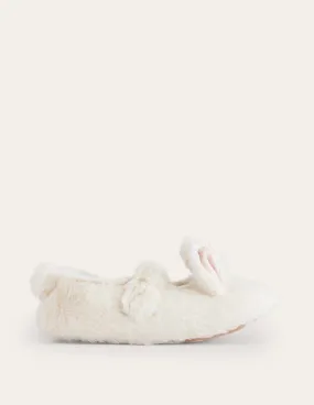 Fluffy Bunny Slippers-Ivory