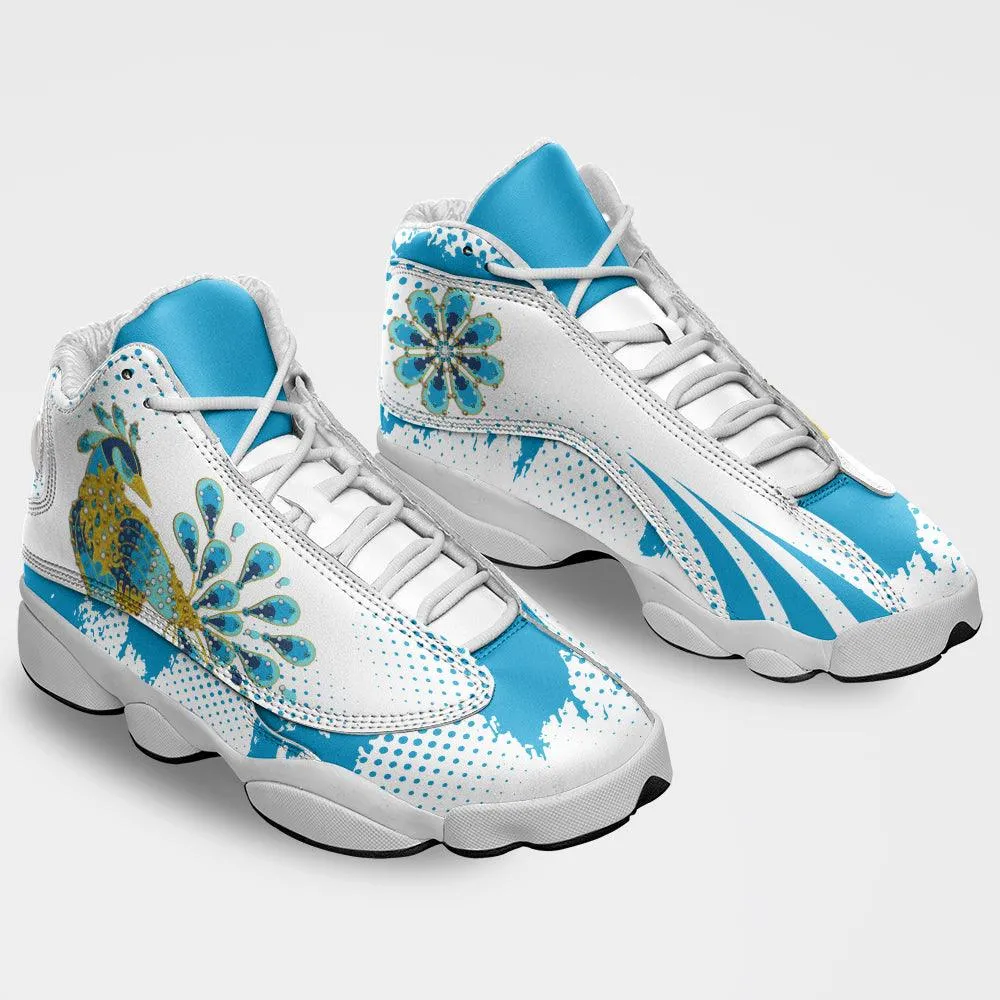 Gearhomie Elvis Peacock Unisex AJ13 Shoes White