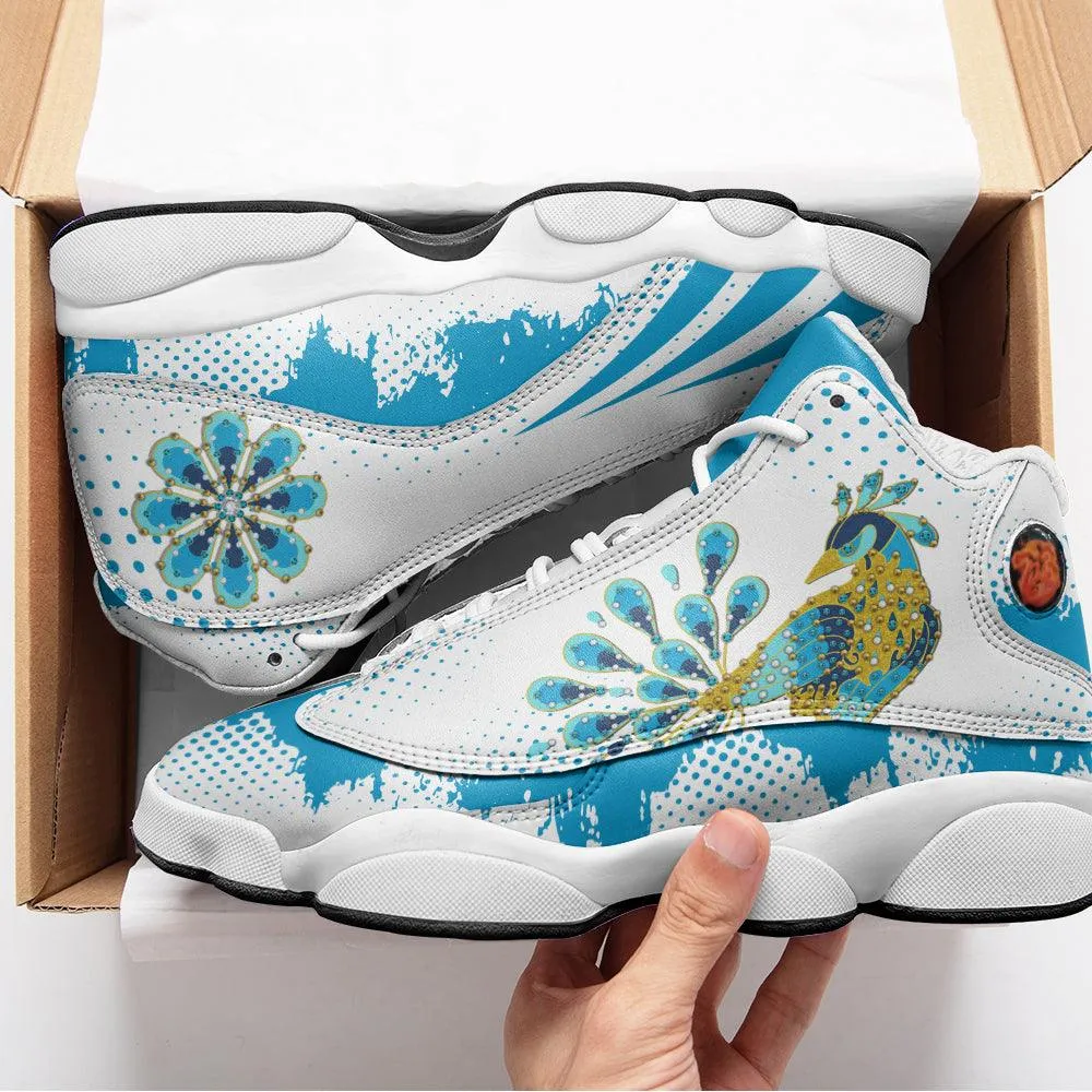 Gearhomie Elvis Peacock Unisex AJ13 Shoes White