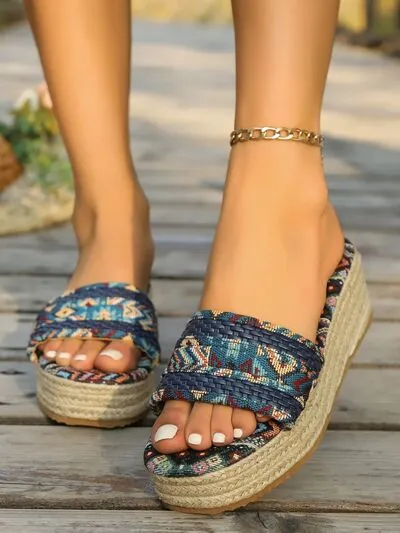 Geometric Open Toe Platform Sandals