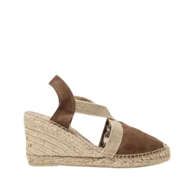 High Heel Plain Suede Leather Wedge Espadrille for Women - Tona-7