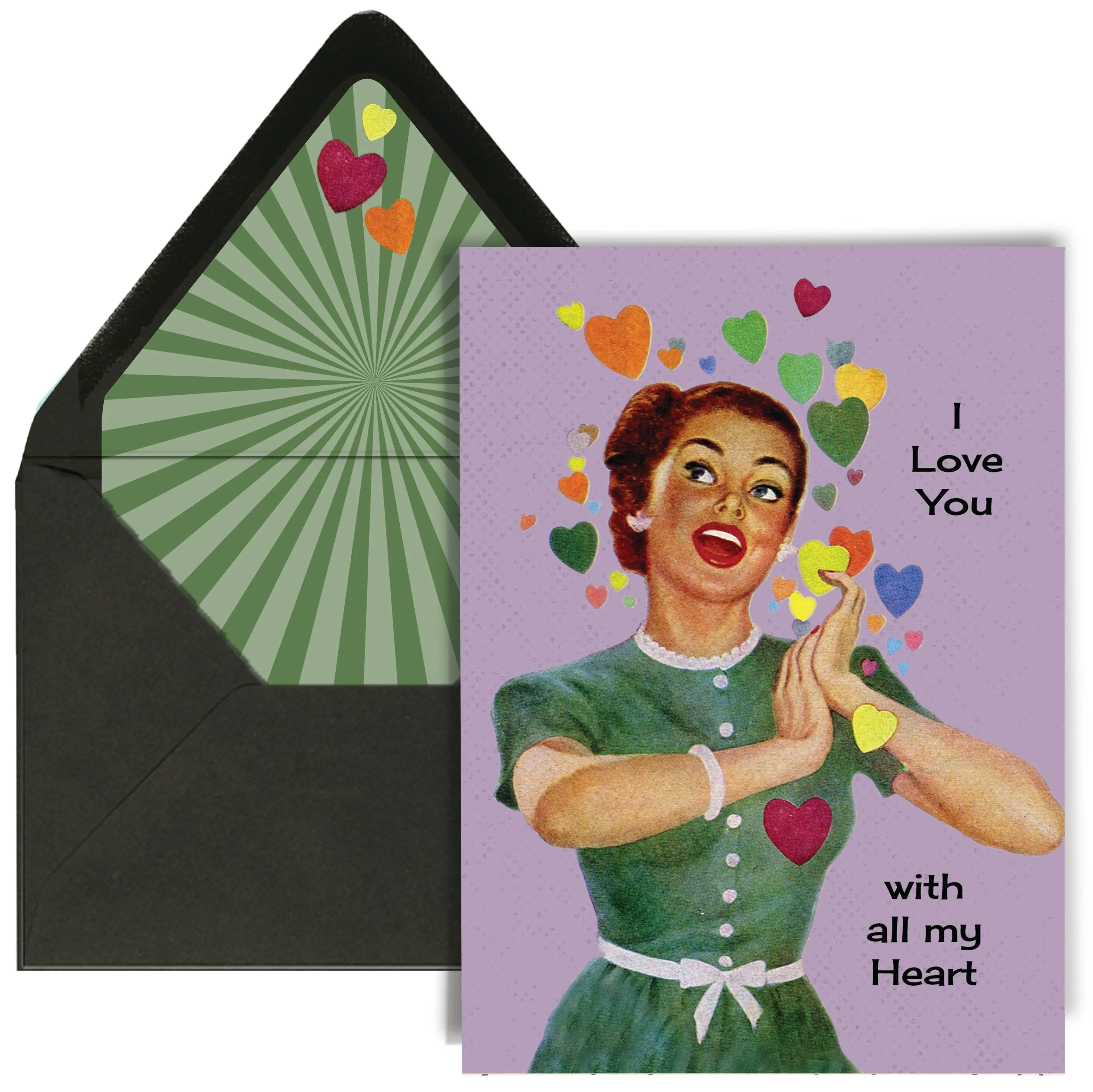 I Love You With All My Heart Vintage Greeting Card