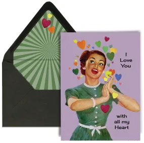 I Love You With All My Heart Vintage Greeting Card