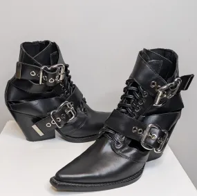 Jeffrey Campbell Black Leather Buckle Boots