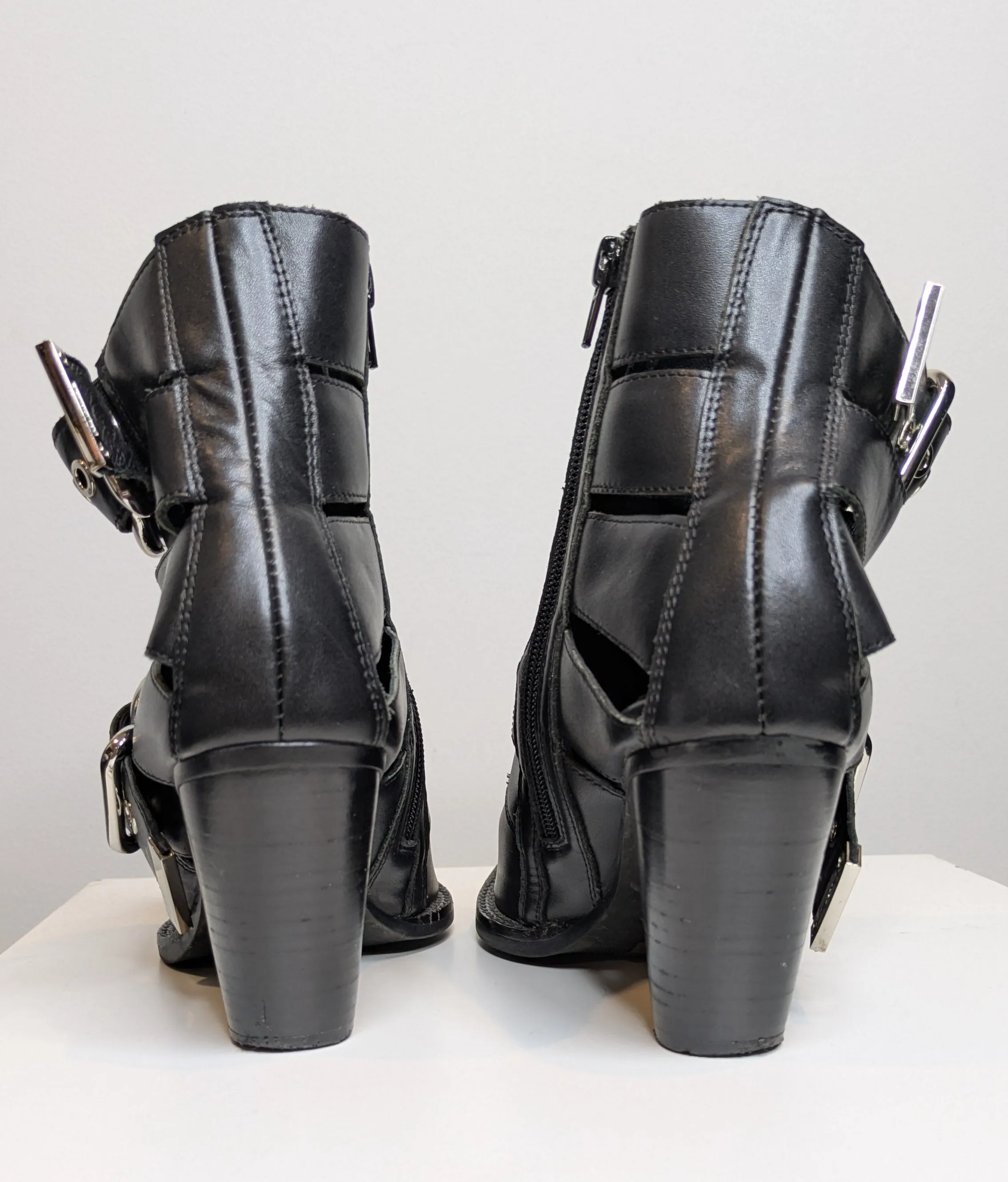 Jeffrey Campbell Black Leather Buckle Boots
