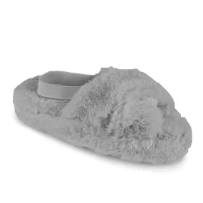 Ladies Grey Crossover Slippers