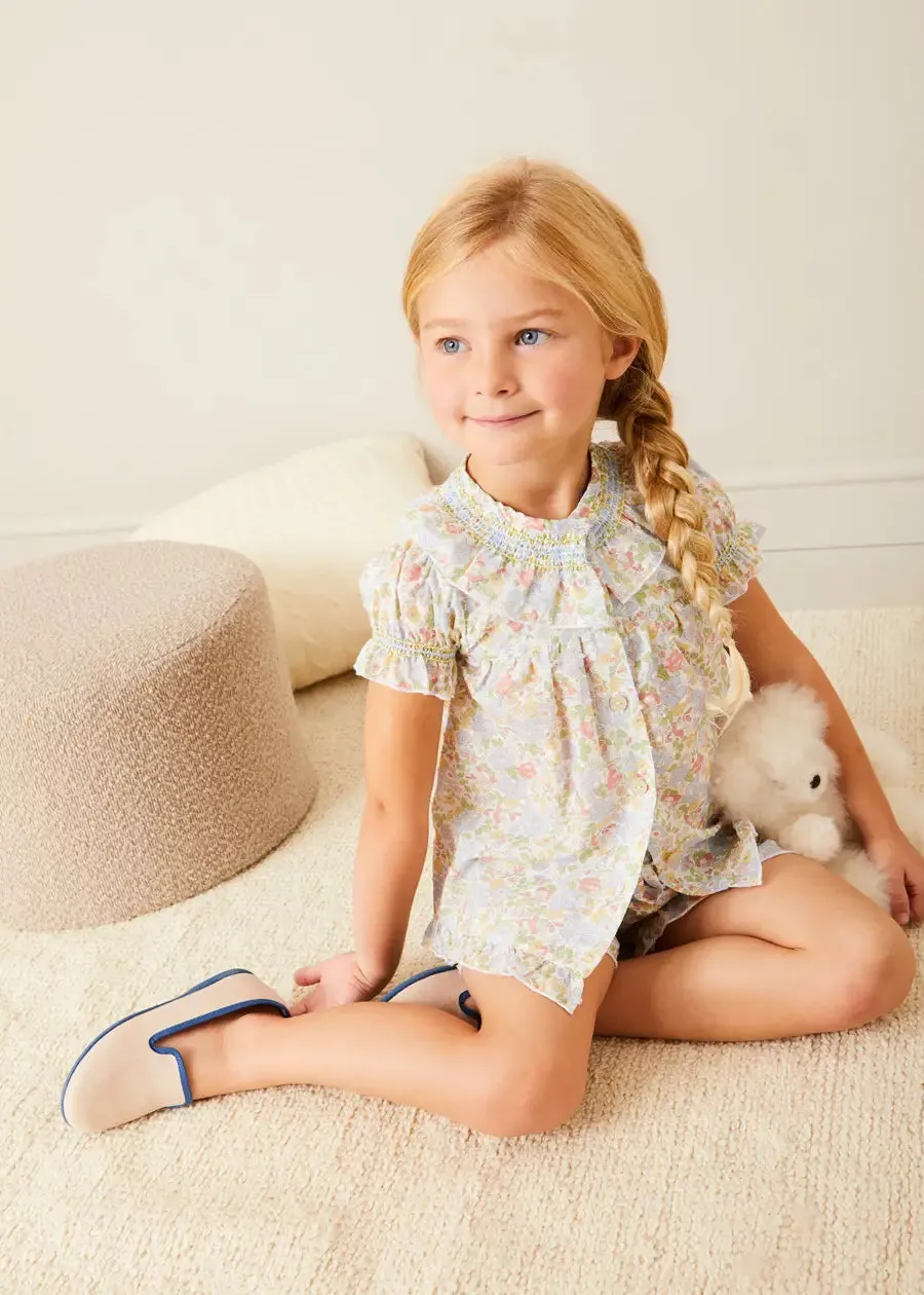Linen Slippers With Contrast Piping in Cream (24-35EU)