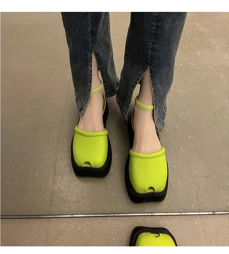 Low Sandals Woman Leather Summer Nubuck Shoes Closed Toe Espadrilles Platform Suit Female Beige Breathable Low-heeled Comfo