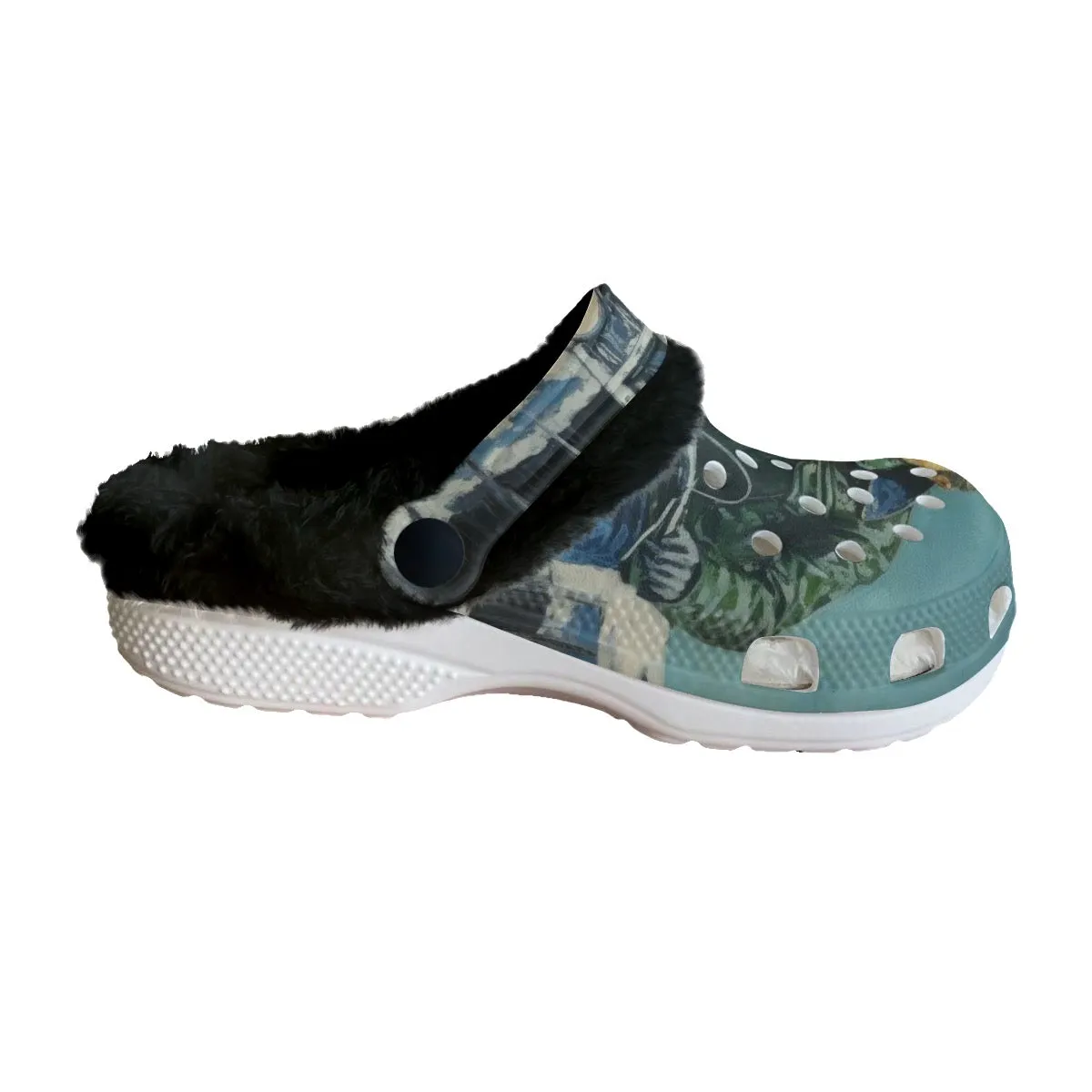 Mc#16 Men's Classic Clogs with Fleece, motorcycle print