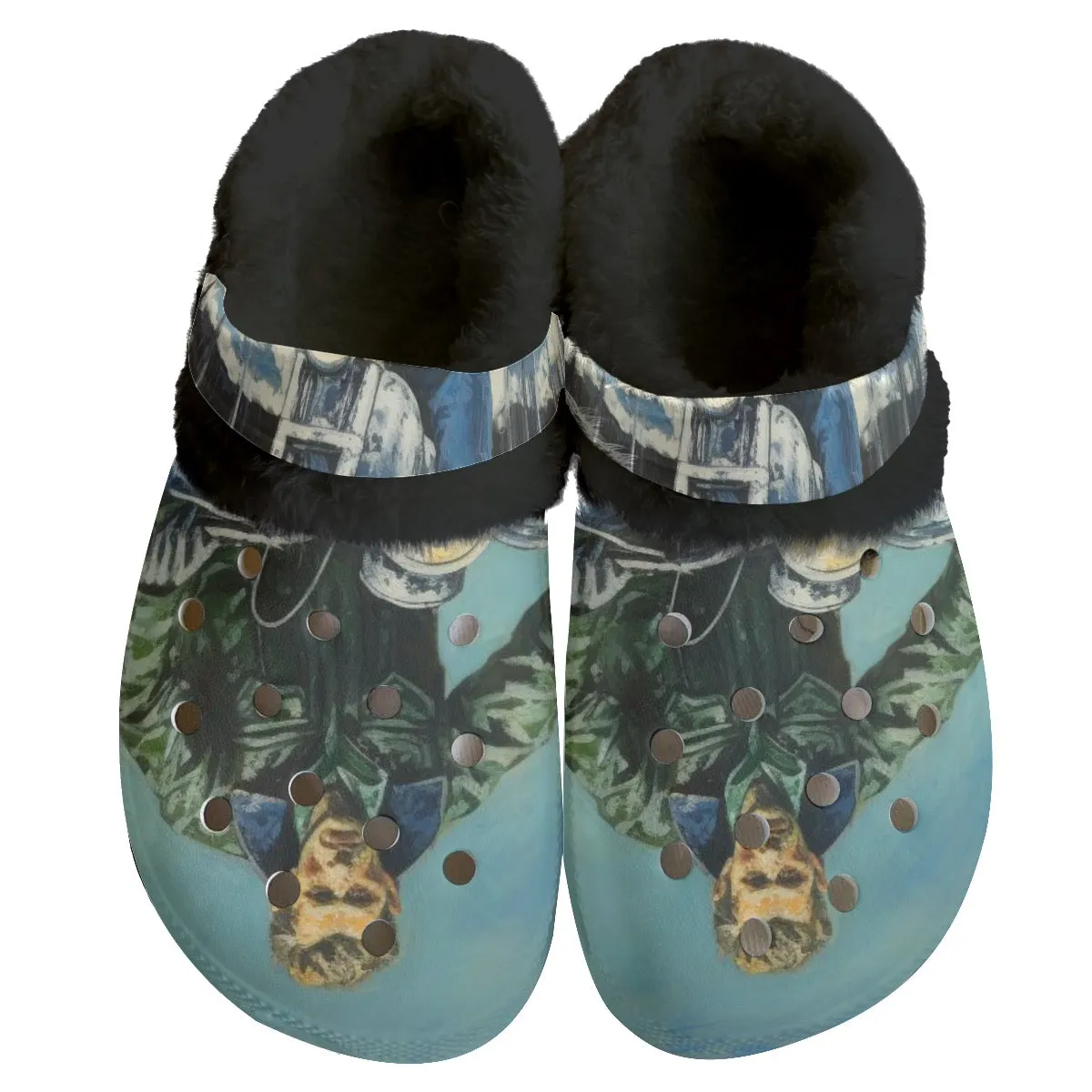 Mc#16 Men's Classic Clogs with Fleece, motorcycle print